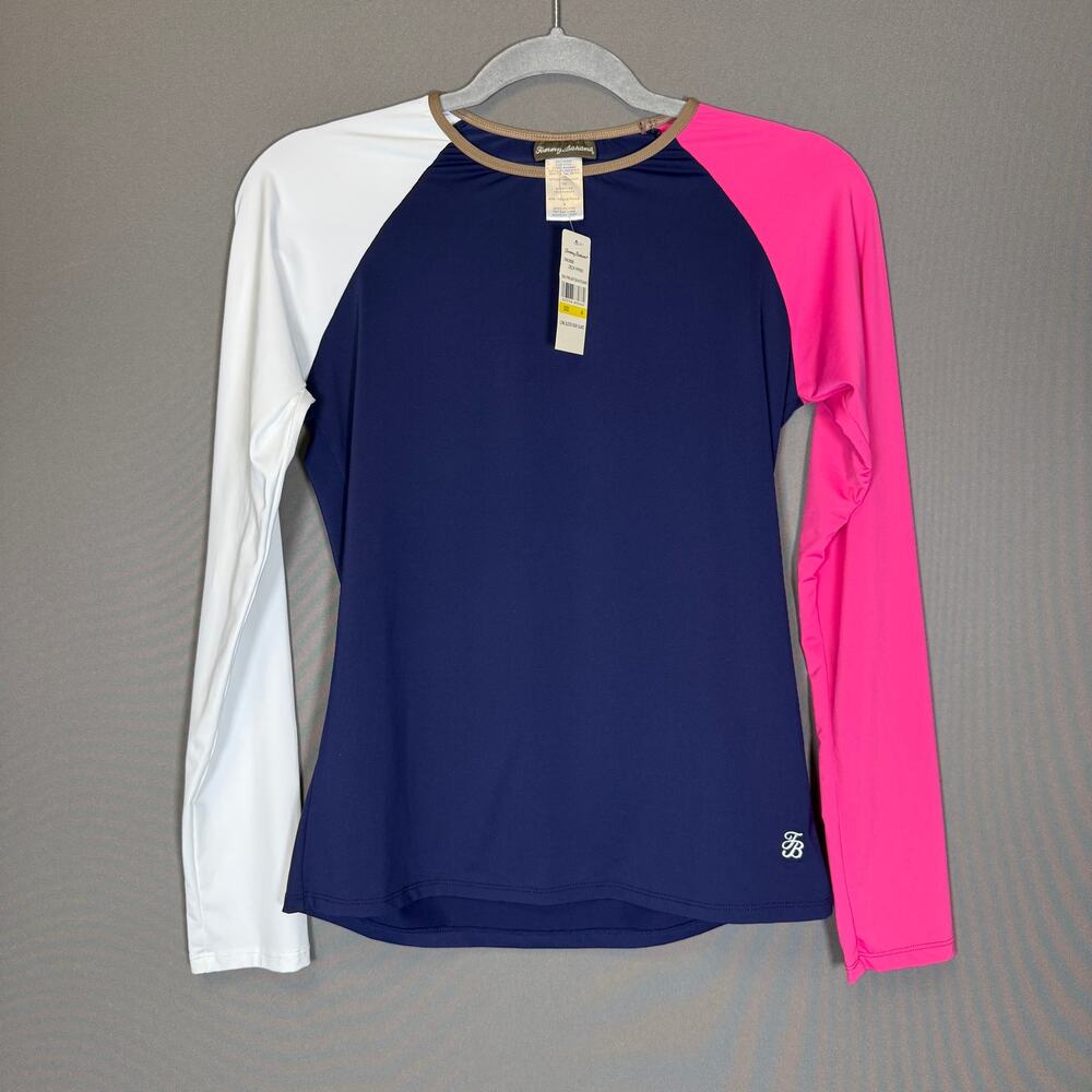 NWT Tommy Bahama long sleeve rash guard - womens color blocked navy pink size M